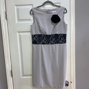 AA Studio beige and black lace detail dress 12